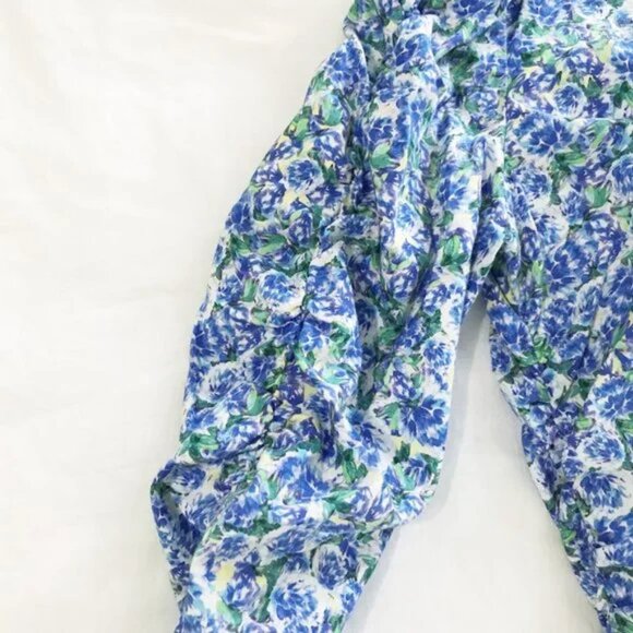 Zara Lightweight Floral Top Blue White XS - Picture 7 of 13
